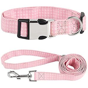 HUANSUN Collier de Chien Chiot Chat laisses de Chien Collier de Laisse personnalisé Collier d'animal de Compagnie pour Chiens de Taille Moyenne, Rose, L - Publicité