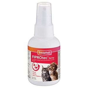 Beaphar – FIPROTEC – Spray au Fipronil dosé à 2,5 mg/ml – Solution pour pulvérisation cutanée pour chiens et chats – Agit contre les puces, les tiques et les poux broyeurs – Flacon de 100 ml - Publicité