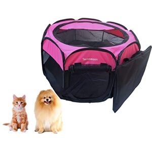 Tecageaon Parc de Jeu Portable Pliable pour Animal Domestique, Niche de Transport pour intérieur et extérieur, résistant à l'eau, Housse Amovible pour Chiots, Chats, Chiens (Rose Moyen, 90,9 x 90,9 x - Publicité