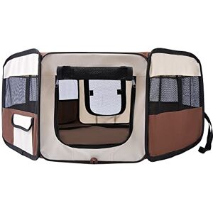 PawHut Parc enclos Pliable pour Chats et Petits Animaux octogonale en Tissu Oxford et Acier dim. Ø 90 x 41H cm Beige Marron - Publicité