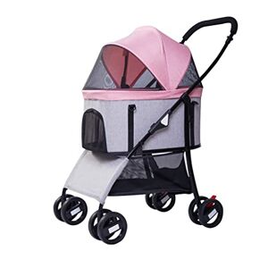 dsmsdre Poussette de voyage pour animal domestique 3 en 1 pliable pour chien et chat pour petits et moyens chiens, sac à dos séparable, poussette avec auvent réglable à couverture complète (rose) - Publicité