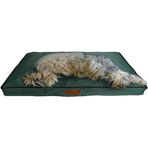 Ellie-Bo Matelas D’Intérieur Lavable, pour Chiens, Revêtement Étanche Tissé Oxford, Rembourrage en Fibres de Polyester, pour Cage de 122 cm, Taille xxl, 117 x 75 x 10 cm, Vert Avec Passepoil Marron - Publicité