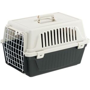 Ferplast Caisse de Transport Chat, Cage de Transport pour Chiens Petits et Chats jusqu'à 5 Kg, Porte en Fer Plastifié, Fentes d'Aération, 32,5 x 48 x h 29 cm, Boite Panier Transport Atlas 10 EL, Noir - Publicité