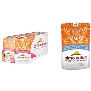 almo nature Daily avec Thon et Saumon. Alimentation complète en sachets fraîcheur – 30 x 70g & Daily avec Morue et Crevettes. Nourriture Humide pour Chat Adulte. – 30 x 70g - Publicité