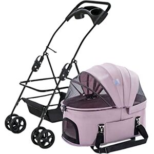 FAXIOAWA Poussettes pour animaux de compagnie Chariot de promenade détachable à 4 roues pour chiens et chats de petite et moyenne taille, cage pour chaton et chien, transporteur de voyage pliable avec tasse - Publicité