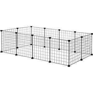 EUGAD Lapin Enclos Intérieur, Cage Modulable, DIY Parc Cochon d'Inde, Clapier Métallique Noir, Clôture Réglable, Panneaux Grillagés pour Petits Animaux Domestiques, Chiot, Chaton, Cavia - Publicité