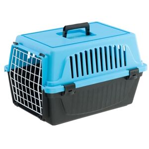 Ferplast Caisse de Transport Chat, Cage de Transport pour Chiens Petits et Chats jusqu'à 5 Kg, Porte en Fer Plastifié, 32,5 x 48 x h 29 cm, Boite Panier Transport Atlas 10 EL, Bleu Clair - Publicité