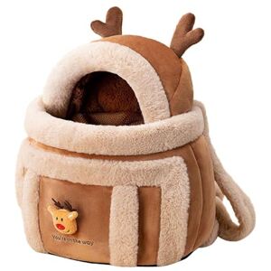 Woedpez Sac à dos chaud pour animal de compagnie, sac de voyage pour chat et chien, cage portable, sac en peluche pour chat, sac de voyage d'hiver pour chien, petit chien - Publicité