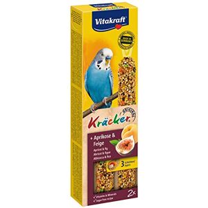 Vitakraft Kräcker Friandise pour Perruche Alimentation Pour Oiseaux Domestiques Délicieux Kräckers Abricot et Figue Boîte de 60g 2 Baguettes - Publicité