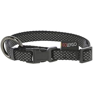 Kerbl GOLEYGO Laisse plate + collier pour chien Noir Taille M 1,4-2 m Fermeture magnétique sécurisée avec broche adaptateur Laisse pour petits et grands chiens jusqu'à 60 kg Charge maximale 200 kg - Publicité