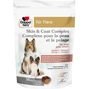 Doppelherz Complexe pour la Peau et Le Pelage pour Chiens, Soutien de la Fonction dermique en Cas de dermatose et de dépilation, oméga-3+6, Zinc, biotine, vitamines B+E+A, 30 friandises - Publicité