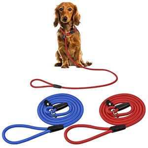 Anseom 2Pcs Laisse Chien Laisse de Dressage pour Chien Laisse de Chien Réglable Laisse de Chien Freestyle Longe pour Chien pour Chiots Moyens et Grands Chiens-1,3m (Rouge + Bleu, 1,3m) - Publicité