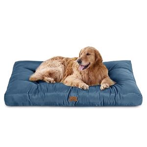 Bedsure Lit XXL-XL lavable pour chien avec tissu Oxford, résistant à l'eau, coussin pour cage de chien, bleu marine, 120 x 90 x 10 cm - Publicité