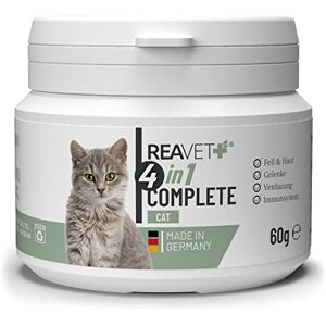 ReaVET 4in1 Complete Cat 60g vitamines Chat, apport Complet pour Chats, vitamines, minéraux, pour articulations, système nerveux, système immunitaire, Gastro-intestinal - Publicité