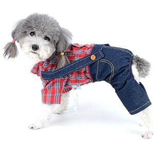 Ranphy Vêtements pour animaux de compagnie pour petits chiens, chats et chiots Combinaison à quatre pattes avec chemise en jean bleu Style britannique Nœud papillon Veste classique Vêtements - Publicité