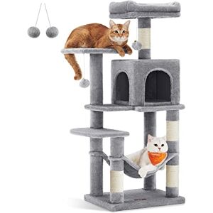 FEANDREA Arbre à Chat Hauteur 143 cm, Tour de Jeux pour Chats, avec