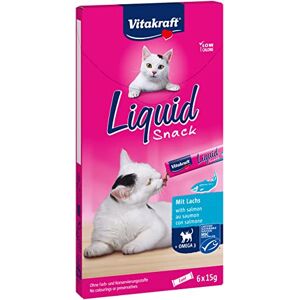 Vitakraft Liquid Snack Friandises Chat Au Saumon + Oméga 3 Alimentation Liquide Pour Chat Faible En Calories 6 Sachets Fraîcheur De 15 g - Publicité