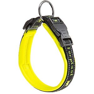 Ferplast Collier Chien Sport Dog, Collier pour Chien de Taille Grande, Rembourrage Doux, Coutures réfléchissantes, Étiquette pour Le nom de l'animal, Reglable, Taille: 2,5 cm (35-45 cm), Jaune - Publicité