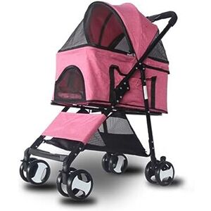 PJDDP Poussette pour animaux de compagnie 3 en 1, cage de voyage pliante, poussette multifonction pour chien et chat avec support amovible,Rose - Publicité