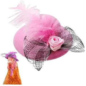 Fopytu Chapeaux de Poulet pour Poules minuscules Animaux drôles Accessoires d'halloween Chapeau de Plumes avec mentonnière élastique réglable Coq Canard Perroquet Costume de volaille - Publicité