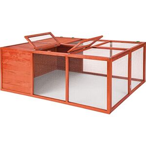 TecTake Cage à Lapin Hamster en Bois résistant, avec Parc spacieux au Sol sans Fond pour rongeurs, Toit ouvrant, Grille Stable, 159 x 109 x 55 cm Diverses Couleurs (Marron   No. 404404) - Publicité