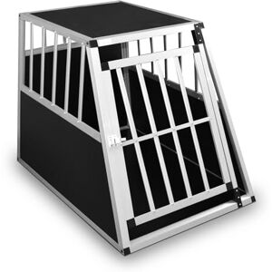 DEFACTO Cage de transport pour chien en aluminium, cage de voyage, avec porte grillagée, verrouillable, caisse de transport pour chiens et animaux, argent, (XL) 91 x 65 x 69 cm - Publicité