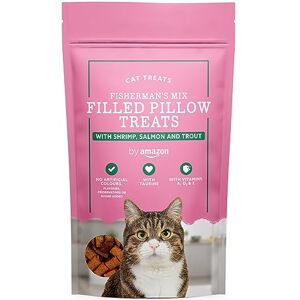 by Amazon Friandises pour chats Petits coussins Mélange du pêcheur avec crevettes, saumon et truite, 70 g - Publicité