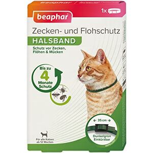 Beaphar Collier Anti-tiques et Anti-puces pour Chat Protège des tiques des puces 4 Mois Collier pour Chat avec Fermeture de sécurité Couleur : Vert Longueur : 35 cm - Publicité