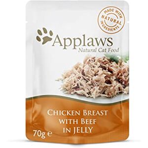 Applaws Natural Aliment humide pour chats adultes Poulet et Bœuf en gelée 16 pochons de 70 g - Publicité