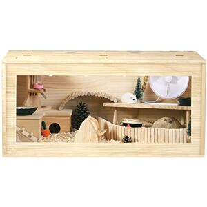 KiLoom Cage à Hamster en Bois, Clapier d'habitat pour Petits Animaux, Terrarium pour Reptiles, Champ de Vision Super Large pour Observer Les Animaux de Compagnie (Taille : 50x30x30cm) - Publicité