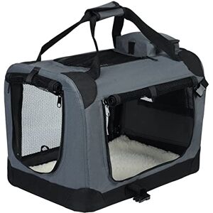 EUGAD Cage de Transport et Pliable L70xH52xP52cm pour Chiens Moyens (Hauteur du Chien≤45cm&Longueur du Chien≤60cm&Poids≤16kg) Caisse Transport Voiture, Sac Transport en Oxford Gris 0118HT - Publicité