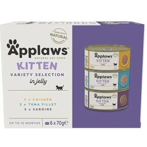 Applaws Nautral Nourriture Humide pour Chat Multipack Selection, Poulet, Thon, Sardines Paquet de 6 boîtes de 70g - Publicité