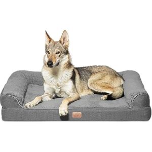 Bedsure Grand Lit Orthopédique Chien Canapé pour Chien avec Mousse Viscoélastique, Couchage Confortable en Taille 106x81 cm, Canapé pour Chien Lavable, Gris - Publicité