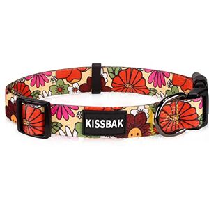 KISSBAK Collier pour Moyens Chiens Conception spéciale, Collier Mignon pour Chien Fille ou garçon, Collier pour Chiot Ajustable en Tissu Doux avec Motif Floral Fantaisie (M,Fleur de Lotus) - Publicité