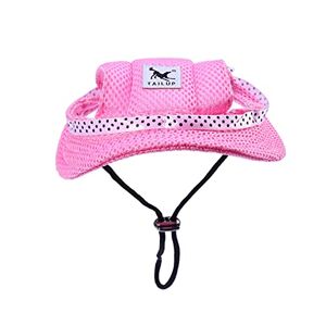 UKCOCO Chien Chapeau- Pet Chien Maille Poreux Sun Cap Chapeau Chien Chapeau De Pare- Soleil D' été Casquettes Extérieur Capeline avec Oreille Trous pour Petits Chiens- Taille S (Rose) - Publicité