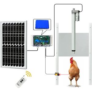 DCHOUSE Porte de poulailler Automatique à énergie Solaire avec Panneau Solaire de 10 W et Batterie de Secours, télécommande, capteur de lumière et Infrarouge, pour poulailler - Publicité