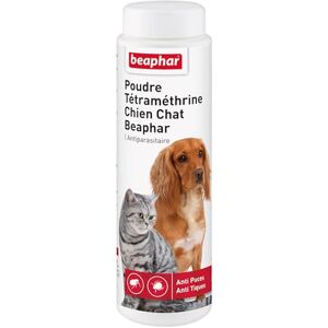 Beaphar – Poudre anti-puces pour chien et chat – À base de Tétraméthrine – Élimine les tiques – Très facile et pratique d'utilisation – Sans rinçage – 150g - Publicité