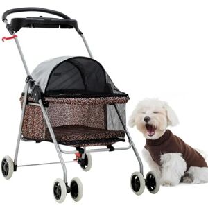 KKXXYQFC Poussette pour animaux de compagnie à 4 roues, poussette pour chien, poussette de jogging en cage pour chat, transporteur pliable de voyage pour chats, poussette imperméable pour chiot avec - Publicité