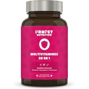 PROPET NUTRITION Complement Alimentaire Chien et Chat 20 en 1. Vitamines, Probiotique et Glucosamin Anti Arthrose. VIT A, B, C, E, H, Omega 6, Levure de bière + Fer. 100% Naturel. Effet Anti Inflammatoire. 120 Doses - Publicité