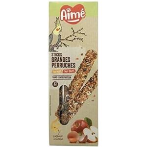 Aimé Sticks Oeufs et Fruits   Nourriture pour Oiseaux   Baguettes à Base de Fruits Rouges et Oeufs   pour Grandes Perruches   A Base de Vitamines   2 x 115 g - Publicité