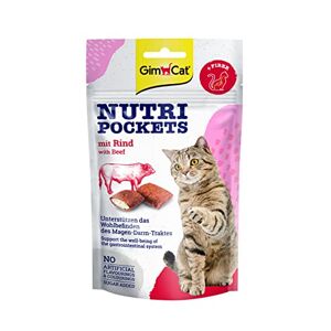 GimCat Nutri Pockets au bœuf Friandise croustillante pour chats avec une garniture crémeuse et des ingrédients fonctionnels 1 sachet (1 x 60 g) - Publicité