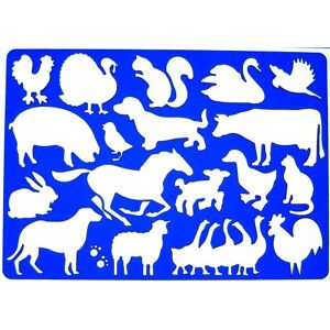 Koh-I-Noor Gabarit de dessin d'animaux de la ferme – Symboles de poule, cochon, dinde, lapin, chien, mouton, vache, chat, coq, canard, cheval, oie, écureuil, oiseau - Publicité