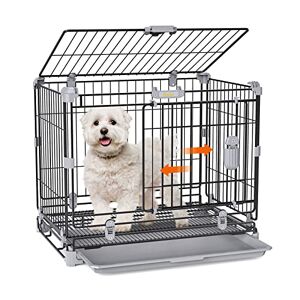 kotlie Cage pour petit chien de 61 cm, cage pliable pour petit chien (2,2 à 9,1 kg), niche à double porte pour l'intérieur, cage portable et pliable, comprend un panneau de séparation et un plateau, pour le dressage des animaux de compagnie et les voyages - Publicité