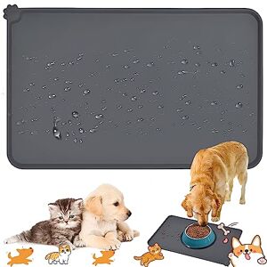 Dilightnews Tapis Gamelle Chien, Tapis Gamelle Chien Antiderapant, Tapis Gamelle Chien Avec Rebord, Tapis de Nourriture Pour Chien et Chat, Gamelle de Nourriture pour Chat, Pour Animaux de Compagnie, 48x30cm,Gris - Publicité