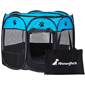 XianghuangTechnology Parc de jeu portable pliable en tissu doux pour chien, chat, chiot Utilisation intérieure et extérieure Niche pour animal domestique D80 x H68 cm Bleu et noir - Publicité