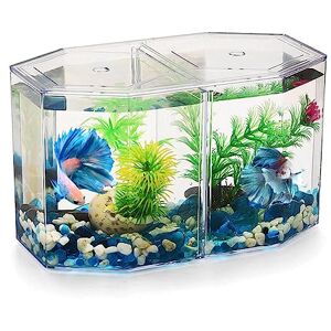 UKCOCO Petit Aquarium Betta: avec Cloison Mobile Aquarium Transparent Délevage De Poissons Rouge Betta 7.86X4.72X4.32 Pouces - Publicité