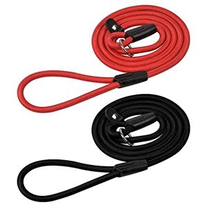 Anseom 2Pcs Laisse Chien Laisse de Dressage pour Chien Laisse de Chien Réglable Laisse de Chien Freestyle Longe pour Chien pour Chiots Moyens et Grands Chiens-1,3m (Noir + Rouge, 1,3m) - Publicité