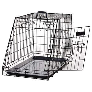 PawHut Cage de Transport pour Chien Taille L dim. 77L x 47l x 55H cm métal Noir - Publicité