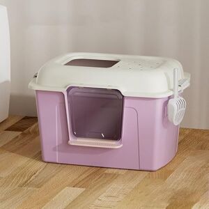 POOLPO Toilettes pour Chat Anti-éclaboussures, Grand Bac À Litière Fermé pour Chat Avec Pelle À Litière, Litière Amovible pour Chatons, Facile À Nettoyer, Grande Capacité ( Color : Purple , Size : 81*56*41cm - Publicité