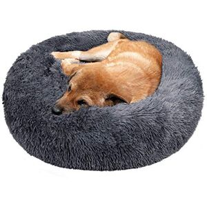 TAMOWA Panier Rond Chien Coussin Chat Panier Donut, Panier Chien Lit pour Chat Chien Extra-Doux Confortable et Mignon, Coussin pour Chats et Petits Chiens de Taille Moyenne, 80cm, Gris foncé - Publicité